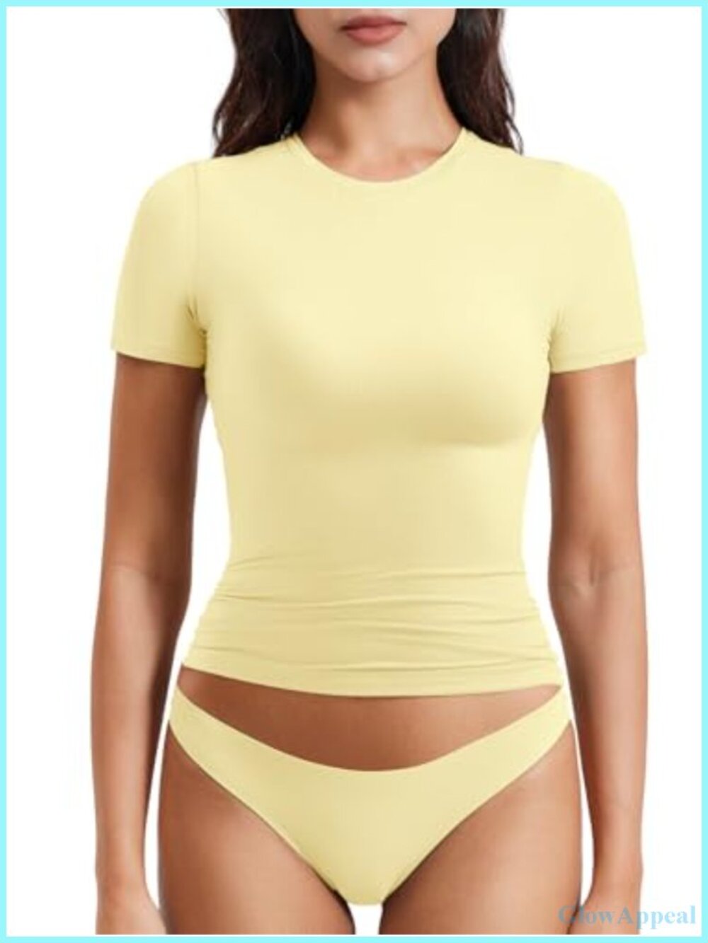 Women Fitted Crew Neck Crop Workout Gym T-Shirt Stretch